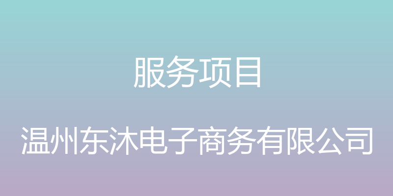 服务项目 - 温州东沐电子商务有限公司